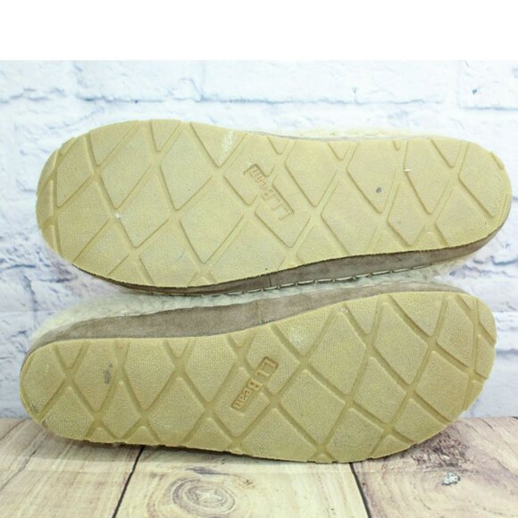 LL Bean White Knit Shearling Lined Water Resistant Cozy Slippers Size 11 M - Picture 9 of 9